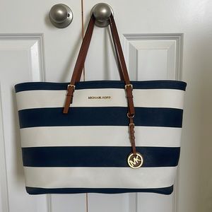 Michael Kors large stripe tote bag